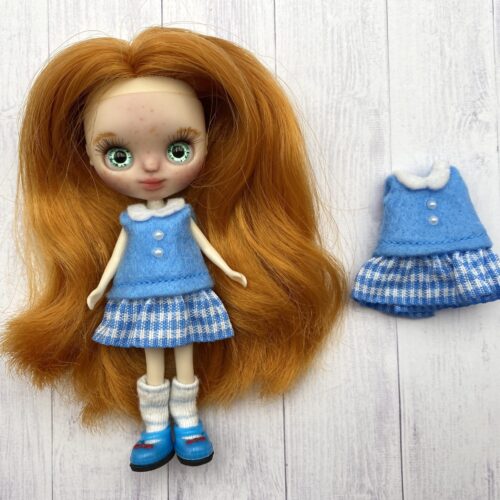 Sukienka dla lalki Petite Blythe niebieska