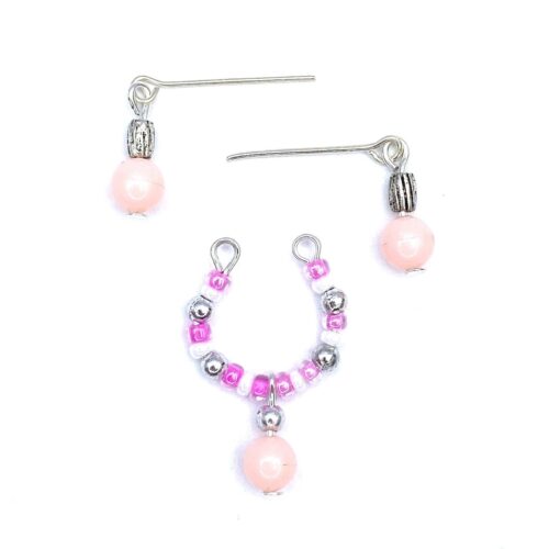 Naszyjnik i kolczyki dla lalek Barbie - różowe