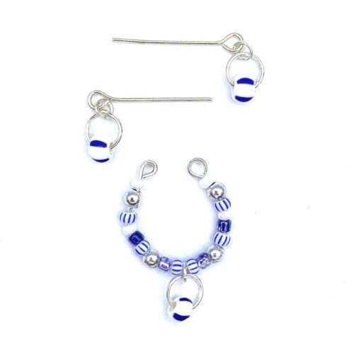 Naszyjnik i kolczyki dla lalek Barbie - niebieskie