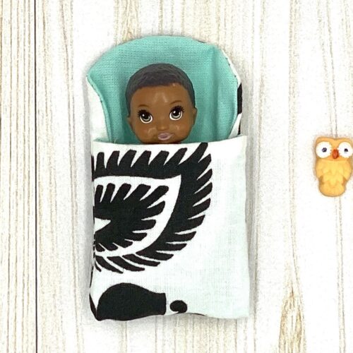 Swaddle wrap for mini baby doll - white-black
