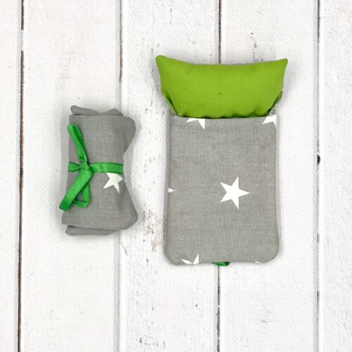 Śpiworek dla lalek szaro-zielony