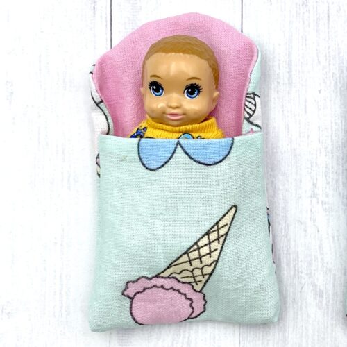 Swaddle wrap for mini baby doll - unicorns