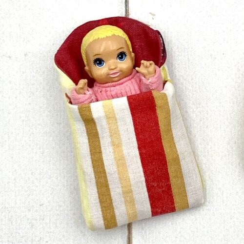 Swaddle wrap for mini baby doll - white-burgundy