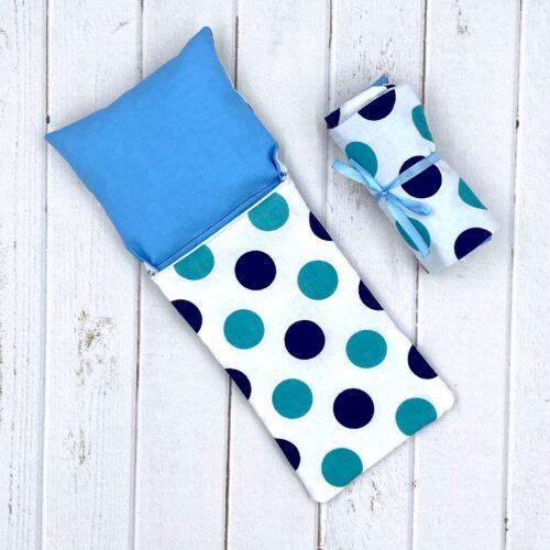 Sleeping bag for Blythe doll white-blue