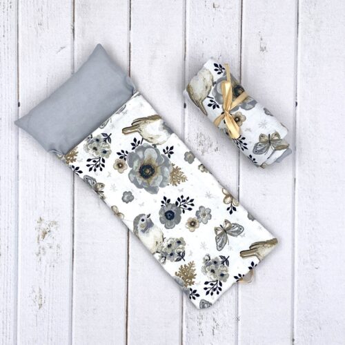 Śpiwór dla lalek biało-szaro-beżowy